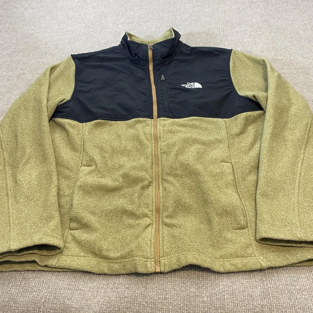 The North Face Jacket Mens Large Green Fleece Full‎ Zip Windbreaker Outdoor